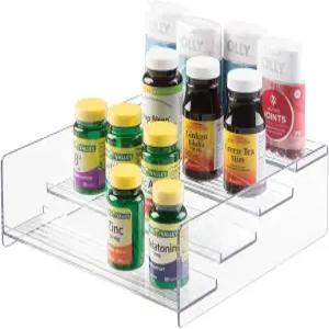 캐비닛 배니티 조리대용 플라스틱 욕실 수납 정리 선반 - 비타민 보충제 약병 매니큐어 메이크업 4단계