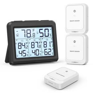 ORIA 실내 온도계 디지털 습도계, 가정 사무실 침실용 무선 및 습도 게이지 모니터, 3 센서