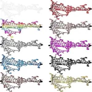 JOVITEC 여성용 다색 가면극 10개 레이스 베네치아 가면 할로윈 카니발 마리 잔디 코스튬 파티