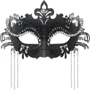 라인스톤 체인이 달린 코드즈 여성 가면극 카니발 파티 의상 가면을 위한 베네치아 가면 마르디 그라 장식