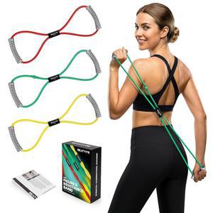 저항 밴드 그림 8 운동 코드, 손잡이가 있는 피트니스 밴드, 팔과 어깨 스트레칭용 튜브