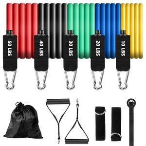 저항 밴드 세트, 운동 밴드, 남녀용 손잡이가 있는 발목 스트랩, 도어 앵커 및 캐리백 - 홈 헬스장 근력