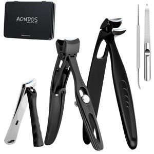 정밀 스테인리스 스틸 헤비 듀티 앵글 헤드, 시니어용 와이드 턱 클 , 인그로운 발톱, 두꺼운 손톱. 남성, 여성, 임산부, 노인용 경사진 네일 커터.스타킹 스터퍼.5Pcs