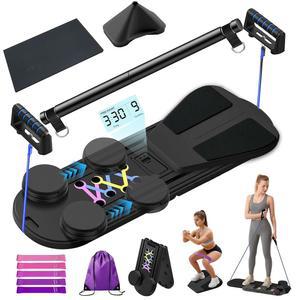홈 운동을 위한 필라테스 보드, 타이머가 장착된 접이식 다기능 리포머 세트, 저항 밴드 및 보관 가방, 복근, 코어 전신 휴대용 장비