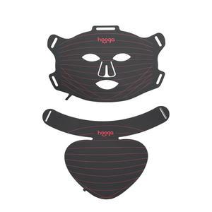 후가 레드 라이트 테라피 LED 마스크 및 넥 피스 콤보 세트, 트라이 칩 LED, 630nm 660nm 빨간색 850nm 근적외선, 조절 가능, USB 타입-C 충전식