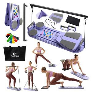 리포머 필라테스 보드 - 다기능 홈 운동 키트 가정용 세트 복근 트레이너 저항 밴드