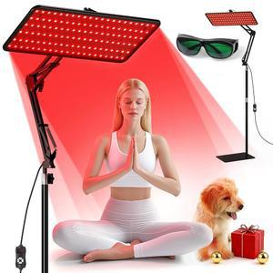 바디 페이스를 위한 모폰 레드 라이트 테라피 - 조절 가능한 스탠드가 있는 3파장(660nm, 850nm, 940nm) LED 적외선 램프 패널, 가정용 보호 안경, 여성용 선물, 미디엄