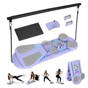 필라테스 보드, 리포머 세트 다기능 장비, 코어 근력 및 트레이닝을 위한 범용 휴대용 접이식 홈 세트, 전신 운동