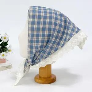 [신상오픈런]여성 레이스 조합 체크 삼각 스카프 투웨이 헤어랩 (33713176)