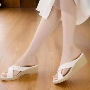 [신상오픈런]여성 여름용 더블 스트랩 꼬임 웨지 힐 샌들 (32967007)