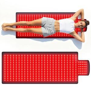 레드 라이트 테라피 매트, 2인치 LED(660nm 및 850nm) 블랭킷, 프리미엄 소재, 조절 가능한 타이머 강도(420개 LED)(420개 LED)