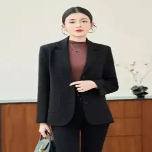 솔저스여사친 블랙 가을 작은 정장 코트 상의 뒤 트임 OPH3