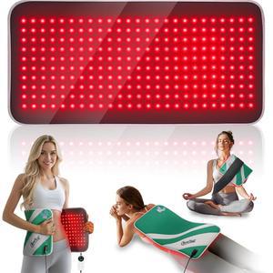 신체용 적광 테라피, 24인치 x 12인치 대형(250개 LED) 근적외선 테라피 매트, 660nm 및 850nm, 타이머 전력 수준 조절 가능, 땀에 강하고 를 위한 간편한 세척 기능