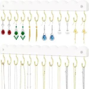 밀리러브 2팩 목걸이 홀더 정리함 벽걸이 팔찌 반지 및 뱅글 디스플레이용 12개의 고리가 달린 나무 걸이