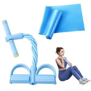 페달 저항 밴드, 6 튜브 블루 풋 및 핸들 밴드 세트, 가정용 헬스장 운동 장비용 다기능 풀업 보조 공간 효율적인 피트니스 트레이닝 솔루션