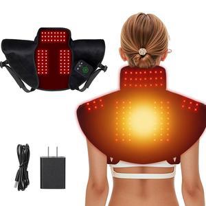 레드 라이트 테라피 목 어깨, 마사지 및 타이머로 신체를 위한 충전식 테라피, 집에서 착용 가능한 660nm 850nm 랩 패드