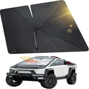 테슬라 사이버트럭용 조이투투스 윈드실드 선쉐이드 엄브렐러 자동차 실내 자외선 차단 커버 티타늄 실버