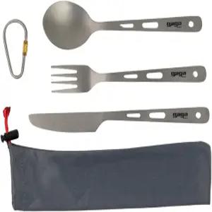 가포츠 티타늄 캠핑 도구 세트 - 재사용 가능한 포크 스푼 나이프 케이스 포함 하이킹 여행 사무실 도시락