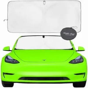 테슬라 3 Y용 킨더 플러프 윈드실드 선쉐이드 특허받은 자동차 자외선 차단 - 99 인증된 UVR 블록 멋진
