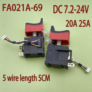 Fa021a-69 5 와이어 전기 드릴 트리거 스위치 DC7.2-24VA 20A 25A 전동 공구 렌치 푸시 속도 제어 액세서리