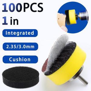 100Pcs 1 인치 25mm 샌딩 디스크 패드 세트 Dremel 로타리 도구 샌드페이퍼 액세서리 용 100-3000 연마 키