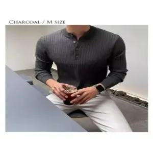 남친 니트 봄 근육 카디건 긴팔 피트니스 헨리넥 패피1