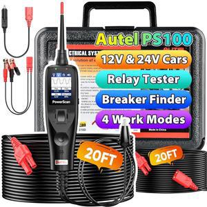 Autel PowerScan PS100 전원 회로 프로브 키트, 2026 고급 전기 와이어 트레이서 릴레이 테스터, 차단기 단락 파인더 도구, 구성 요소 점검 접지 활성화, AC DC 저항 읽기, 40피트 케이블