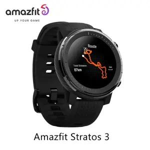 호환  Amazfit Stratos 3 남성용 스마트워치 GPS 블루투스 및 5ATM 방수 디스플레이 상자 포함 데모