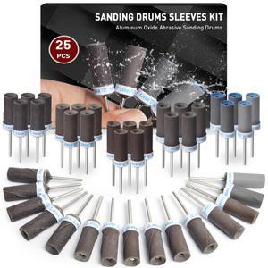 Dremel 로타리 도구, 180240600100015002000 그릿 다른 18 (3mm) 생크로 설정된 25Pcs 샌딩 드럼 샌드페이