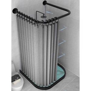 무타공 U자형 커튼봉 샤워부스 커튼 로 블랙스 그레이 린넨 가능 사워