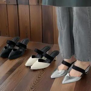 [신상오픈런]여성 독특한 징조 스타일 끈 미들힐 뮬 슈즈 (32967128)