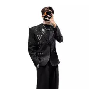 블랙 남자정장재킷 슈트 재킷 스타 목걸이 브로치 블링 원템1