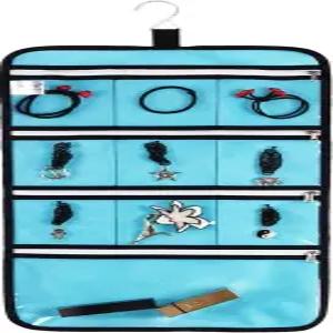 여행 가방과 홈 옷장 보석 보관 가방(BLUE)을 위한 지퍼가 달린 투명 포켓 10개가 애니저 걸이식 정리함