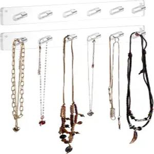 티 목걸이 홀더 아크릴 정리함 벽에 6개의 고리가 장착되어 보석 뱅글 팔찌 및 반지 소녀와 여성을 위한