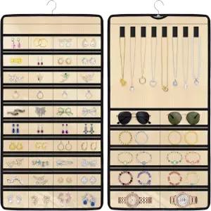 옥시리 걸이 보석 정리함 및 보관함 귀걸이 액세서리 옷장 문 벽에 반지를 꽂을 수 있는 양면 목걸이 홀더