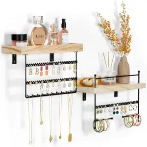 귀걸이 팔찌 목걸이 후크가 달린 롤라렛 걸이식 주얼리 정리함 벽걸이 - 벽 욕실용 무료 조합 홀더 2개