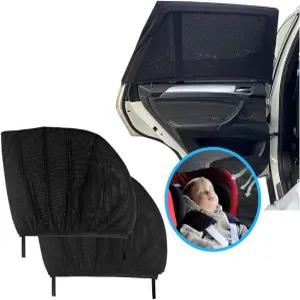 Cousslcd 2PCS 자동차 앞유리 선쉐이드 고탄성 메시 리어 사이드 윈도우 신축성 자외선 차단 열 저감을