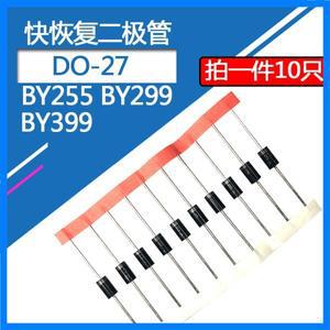 10pcs BY399 고속 복구 정류기 다이오드 BY255 패키지 DO-27 초음파 사용을 위한 인라인 브레이드