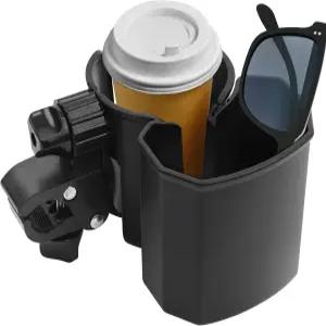 휴대폰 홀더가 있는 범용 유모차 컵 홀더 360° 회전식 강력 클립 보행기 휠체어 자전거를 위한 넓은 수납