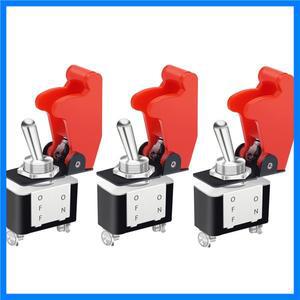 3PCS 12V 헤비 듀티 로커 토글 스위치 10A/125V SPST ON/Off 2Pin 빨간색 항공기 안전 커버 포함