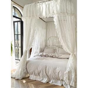 침실 레이스 캐노피 레일 흰색 공주침대 핑크 빈티지 암막 아이방 가정용 공주풍 우아한