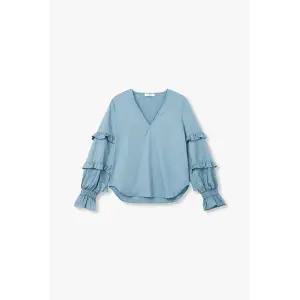 [폴스미스] 브이넥 프릴 슬리브 블라우스 블루 153620257
