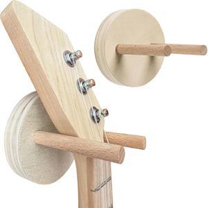 사모릴로 [2팩] 미니 기타 및 우쿨렐레용 벽걸이 - 장착 하드웨어가 있는 나무 후크 몇 분 만에 설치하고 안심하고 사용하세요