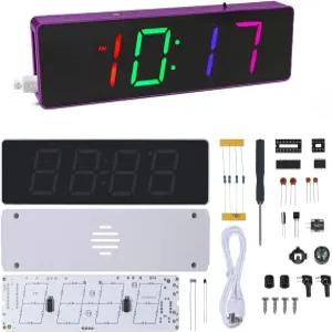 긱펀 컬러풀 디지털 시계 DIY 키트 컬러 RGB 마이크로컨트롤러 납땜 실습 부품 및 액세서리 제작 교육