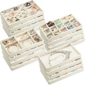 케닝 16개 서랍장용 스태커블 주얼리 정리함 트레이 벨벳 서랍장 삽입 귀걸이 8. 3x5x1 인치 반지 이스터