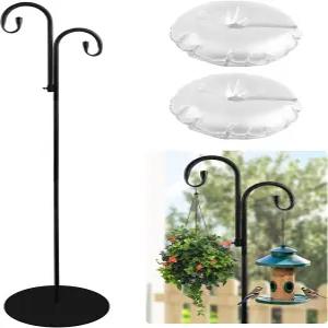 HAOPENGYOU 32-75인치 셰퍼드 후크 스탠드 새 모이통 랜턴 화환 및 바람 소리를 걸 수 있는 조절 가능한