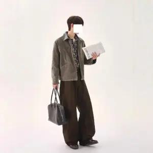 남성용 캐주얼 빈티지 디트로이트 자켓 흐름 칼라 세무 패피1