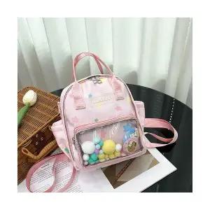 룽나루 여성 백팩 귀여운 책가방 투명 학생 외출용 가벼운 대용량 통증 가방 HO5