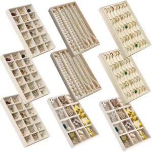 서랍용 스파카운 주얼리 정리함 조절 가능한 벨벳 트레이 스태커블 목걸이 귀걸이 홀더 링 보관 디스플레이