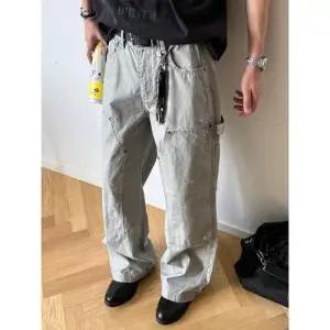 남친 바지 빈티지 트렌드 워싱 A라인 봄가을 긴 무릎벌목 질감 패피3